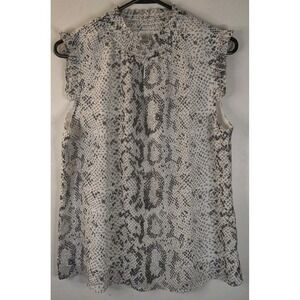J. Crew Women's Snakeskin Sleeveless Top‎ Smocked Neckline White/Gray Size 4